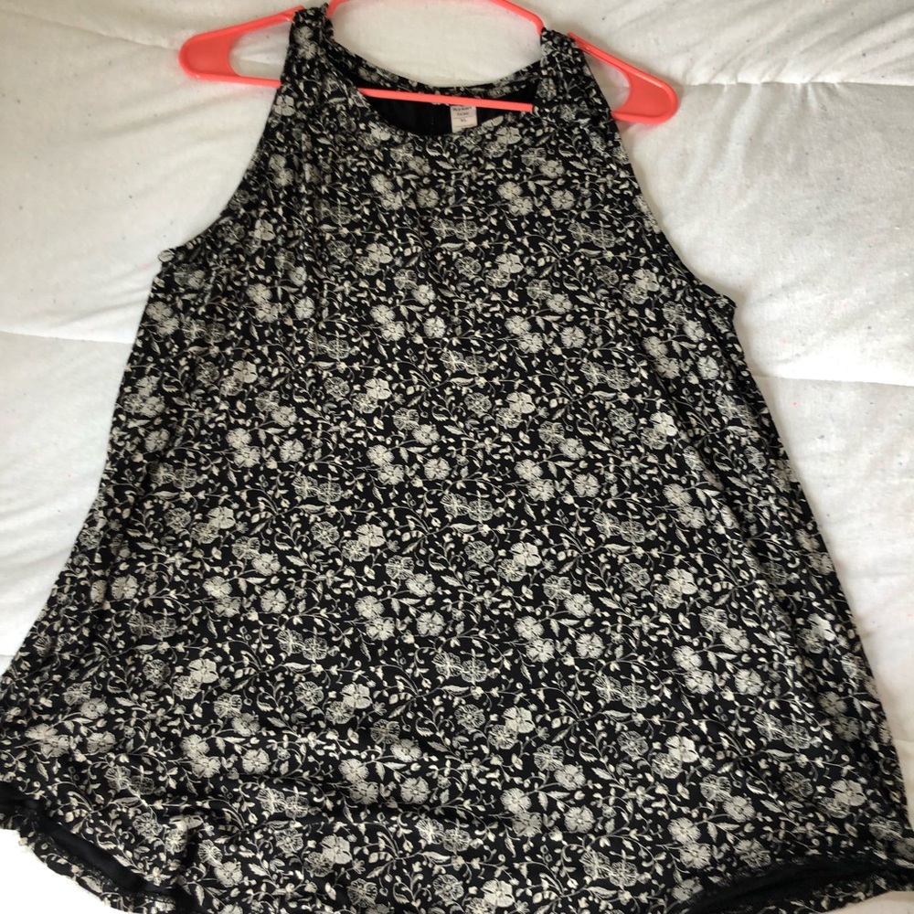 Floral black tank top